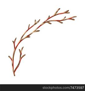 Illustration of dry branch. Stylized hand drawn image in retro style.. Illustration of dry branch.