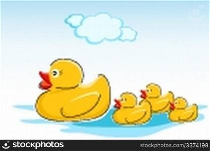 illustration of ducks in water