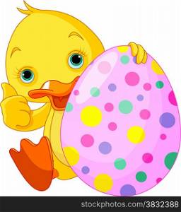 Illustration of Easter Duckling gives thumbs up