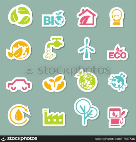 illustration of eco icons set vector
