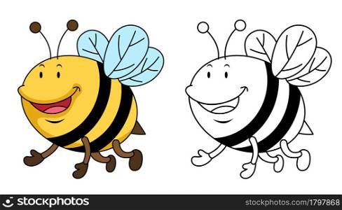 Illustration of educational coloring book vector-bee