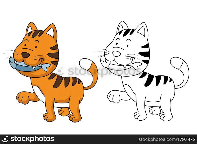 Illustration of educational coloring book vector-cat