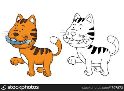 Illustration of educational coloring book vector-cat