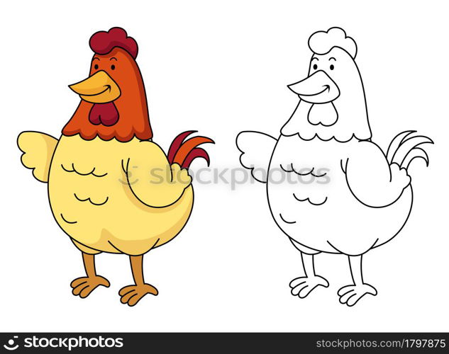 Illustration of educational coloring book vector-chicken