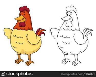 Illustration of educational coloring book vector-chicken