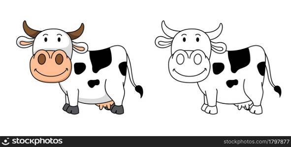 Illustration of educational coloring book vector-cow
