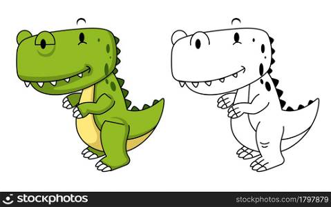 Illustration of educational coloring book vector-dinosaur