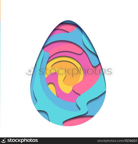 Illustration of egg carving of paper with paint whirlpool and shadow. Vector easter element for card for greetings, invitations, banners, stickers and for your design. Illustration of egg carving of paper with paint whirlpool and shadow