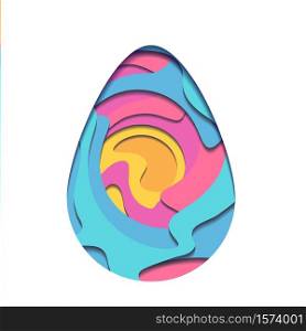 Illustration of egg carving of paper with paint whirlpool and shadow. Vector easter element for card for greetings, invitations, banners, stickers and for your design. Illustration of egg carving of paper with paint whirlpool and shadow