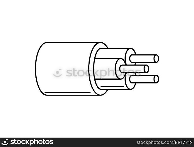 Illustration of electrical cable. Electrical lighting equipment. Industrial or business image. Web icon for website and shop.. Illustration of electrical cable. Electrical lighting equipment. Industrial or business image. Icon for website and shop.