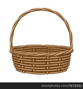 Illustration of empty basket for vegetables. Agricultural farm item. Isolated packaging.. Illustration of empty basket for vegetables.