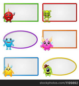 illustration of Empty frame with little monster character illustration