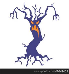 Illustration of evil tree. Happy Halloween sylized image.. Illustration of evil tree.
