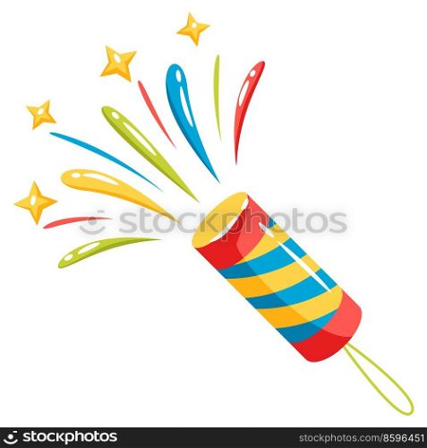 Illustration of exploding party popper with confetti. Decoration for celebration and holiday.. Illustration of exploding party popper with confetti. Decoration for celebration.