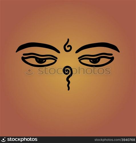 Illustration of eyes of buddha. the religion symbol