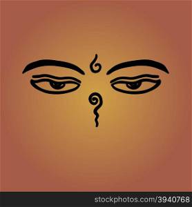 Illustration of eyes of buddha. the religion symbol