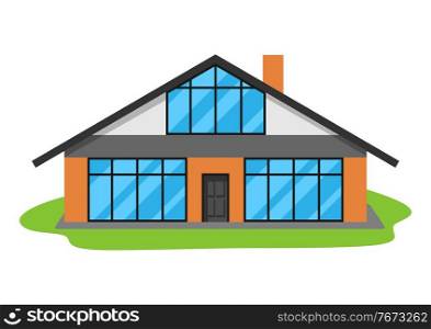 Illustration of facade of modern luxury house. Real estate country cottage.. Illustration of facade of modern luxury house.