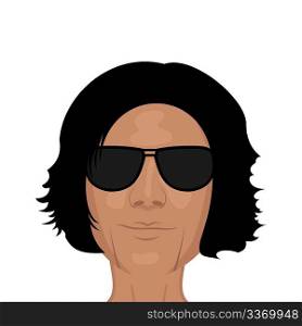 Illustration of face young man, design element - vector