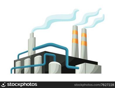 Illustration of factory or industrial building. Urban manufactory landscape of construction.. Illustration of factory or industrial building.