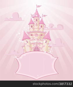 Illustration of fairytale castle with space for text