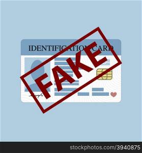Illustration of fake stamp over id card