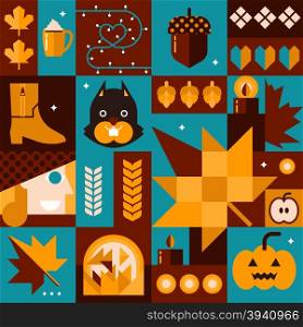 Illustration of fall season concept collage background