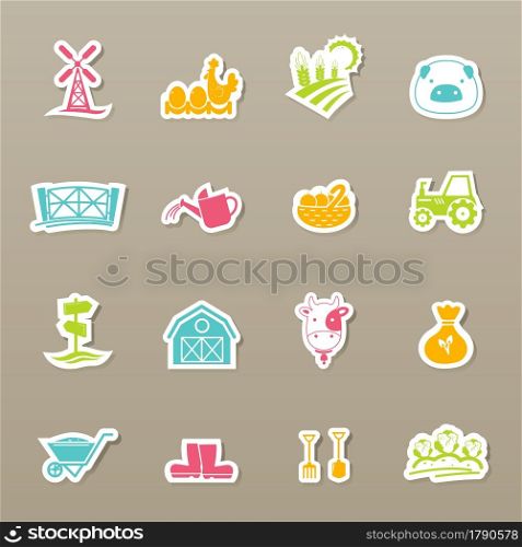 illustration of farm Icons set vector
