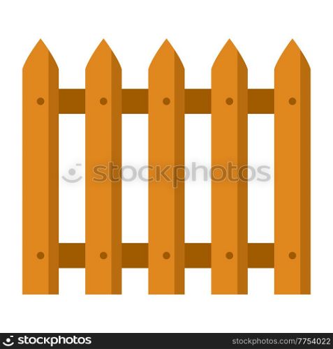 Illustration of farm wooden fence. Garden, field or yard hedge section.. Illustration of farm wooden fence. Garden or field hedge section.