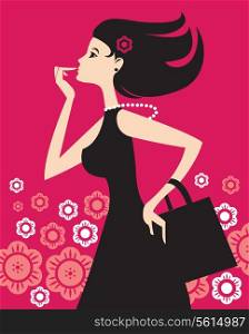 Illustration of fashion shopping girl