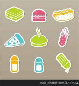 illustration of fast food icons set vector