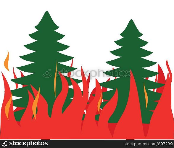 Illustration of fire in coniferous forest