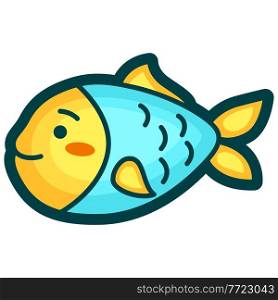 Illustration of fish in cartoon style. Cute funny character. Symbol in comic style.. Illustration of fish in cartoon style. Cute funny character.
