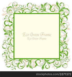 Illustration of floral eco green frame - vector