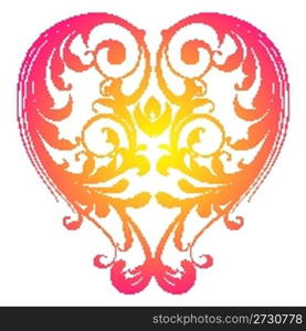 illustration of floral heart on white background