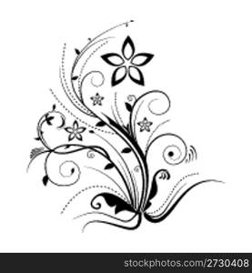 illustration of floral tree on white background