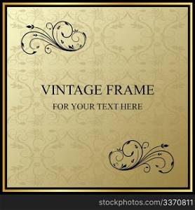 Illustration of floral vintage frame. Vector