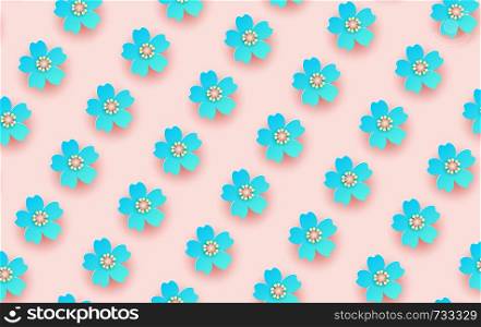 illustration of flower pattern background. Creative design paper cut and craft for card,banner, poster, promotion, web.Tropical floral with pastel minimal color sweet. decorative.vector.texture.EPS10