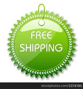 illustration of free shipping tag on white background