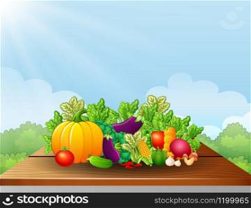 illustration of Fresh vegetables on the table illustration