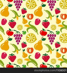 illustration of fruits background and seamless pattern. fruits seamless pattern