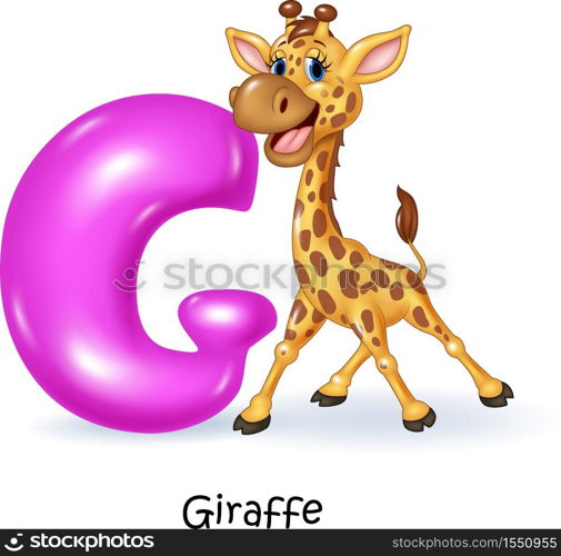 Illustration of G letter for Giraffe