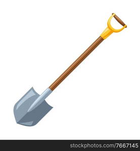 Illustration of garden shovel. Tool for farming and gardening.. Illustration of garden shovel.