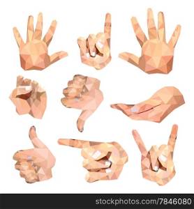 Illustration of geometric polygonal hands