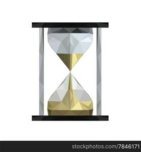 Illustration of geometric polygonal sand hourglass isolated on white background