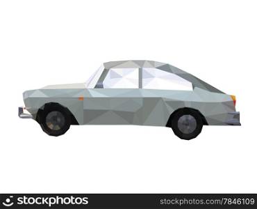 Illustration of geometric polygonal vintage car isolated on white background