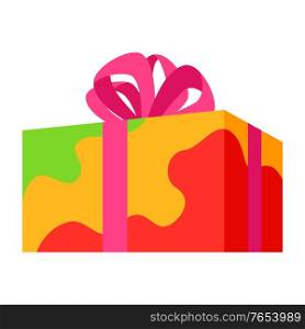 Illustration of gift box. Colorful present for celebration, discount or promotion.. Illustration of gift box.