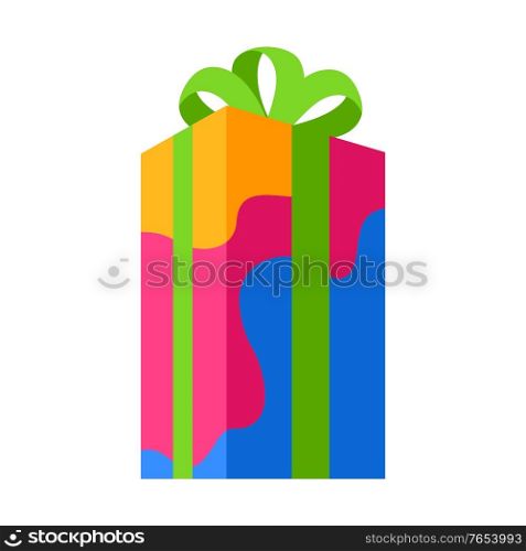 Illustration of gift box. Colorful present for celebration, discount or promotion.. Illustration of gift box.