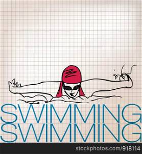 Illustration of Girl swimming in butterfly stroke style