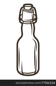 Illustration of glass beer bottle. Object in engraving hand drawn style. Old decorative element for beer festival or Oktoberfest.. Illustration of glass beer bottle. Object in engraving hand drawn style. Old element for beer festival or Oktoberfest.