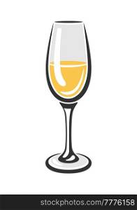 Illustration of glass with white wine. Image for restaurants and bars. Business and industrial item.. Illustration of glass with white wine. Image for restaurants and bars.